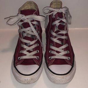 Converse high tops- maroon- mens 4- womens 6